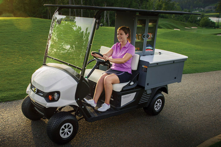 Transporting refreshments with a Cushman Refresher Oasis Hauler