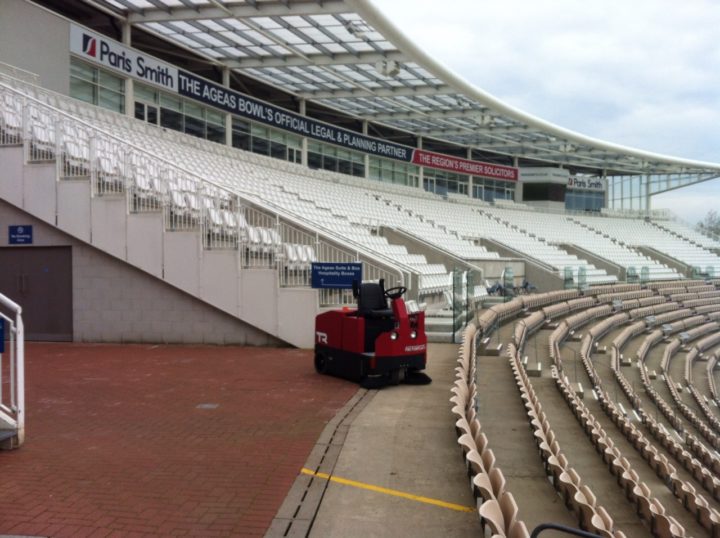 Factory Cat TR Sweeper in a cricket stadium