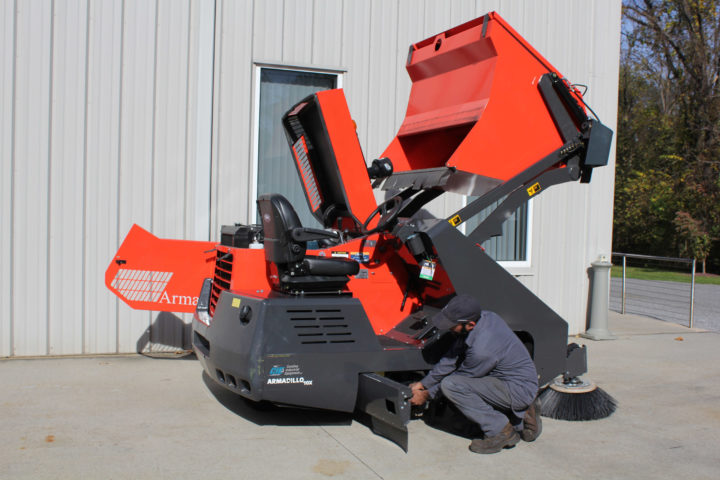 PowerBoss 10X Sweeper open for accessible service